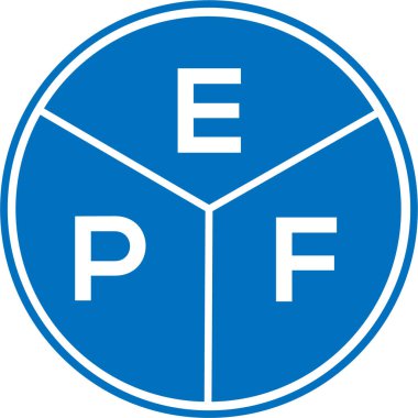 Beyaz arkaplanda EPF harf logosu tasarımı. EPF yaratıcı daire harfi logosu konsepti. EPF harf tasarımı.