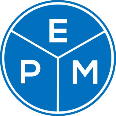 Beyaz arka planda EPM harfi logo tasarımı. EPM yaratıcı daire harfi logosu konsepti. EPM harf tasarımı.