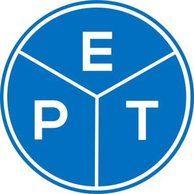 Beyaz arka planda EPT harf logosu tasarımı. EPT yaratıcı daire harfi logosu konsepti. EPT harf tasarımı.
