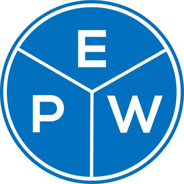 Beyaz arkaplanda EPW harf logosu tasarımı. EPW yaratıcı daire harfi logosu konsepti. EPW harf tasarımı.