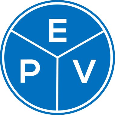 Beyaz arkaplanda EPV harf logosu tasarımı. EPV yaratıcı daire harfi logosu konsepti. EPV harf tasarımı.
