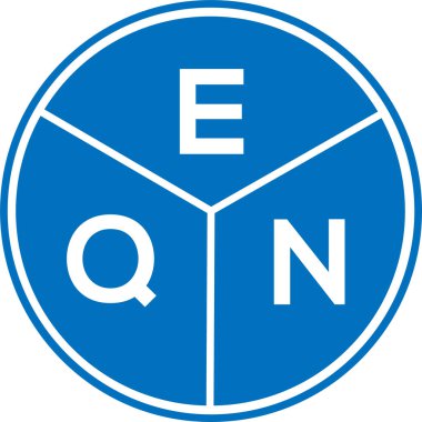 Beyaz arkaplanda EQN harf logosu tasarımı. EQN yaratıcı daire harfi logosu konsepti. EQN harf tasarımı.