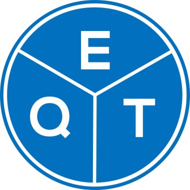 Beyaz arkaplanda EQT harf logosu tasarımı. EQT yaratıcı daire harfi logosu konsepti. EQT harf tasarımı.