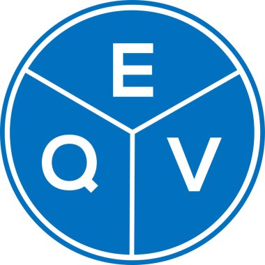 Beyaz arkaplanda EQV harf logosu tasarımı. EQV yaratıcı daire harfi logosu konsepti. EQV harf tasarımı.