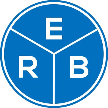 Beyaz arka planda ERB harfi logo tasarımı. ERB yaratıcı daire harfi logosu konsepti. ERB harf tasarımı.