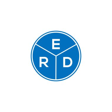 Beyaz arka planda ERD harf logosu tasarımı. ERD yaratıcı daire harfi logosu konsepti. ERD harf tasarımı.