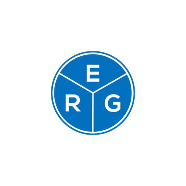 Beyaz arka planda ERG harf logosu tasarımı. ERG yaratıcı daire harfi logosu. ERG harf tasarımı.