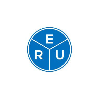 Beyaz arka planda ERU harf logosu tasarımı. ERU yaratıcı daire harfi logosu konsepti. ERU harf tasarımı.