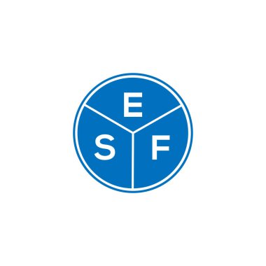 Beyaz arka planda ESF harf logosu tasarımı. ESF yaratıcı daire harfi logosu konsepti. ESF harf tasarımı.