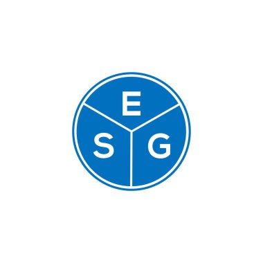 Beyaz arka planda ESG harfi logo tasarımı. ESG yaratıcı daire harfi logosu. ESG harf tasarımı.