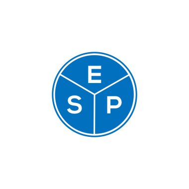Beyaz arkaplanda ESP harf logosu tasarımı. ESP yaratıcı daire harfi logosu. ESP harf tasarımı.