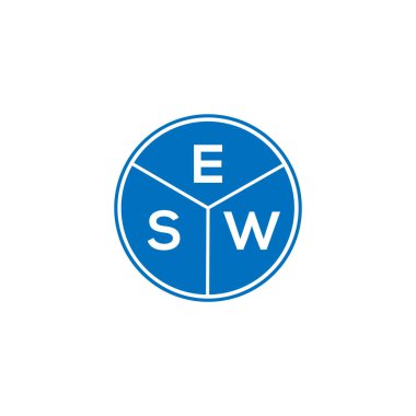 Beyaz arka planda ESW harf logosu tasarımı. ESW yaratıcı daire harfi logosu. ESW harf tasarımı.