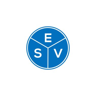 Beyaz arka planda ESV harf logosu tasarımı. ESV yaratıcı daire harfi logosu. ESV harf tasarımı.