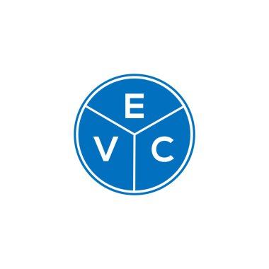 Beyaz arka planda EVC harf logosu tasarımı. EVC yaratıcı daire harfi logosu. EVC harf tasarımı.