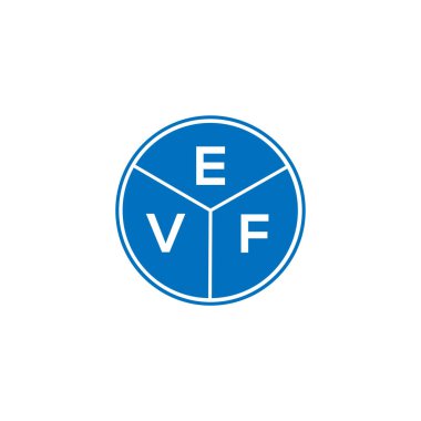 Beyaz arka planda EVF harf logosu tasarımı. EVF yaratıcı daire harfi logosu. EVF harf dizaynı. Beyaz arkaplanda EVF harfi logosu tasarımı. EVF yaratıcı daire harfi logosu. EVF harf tasarımı.