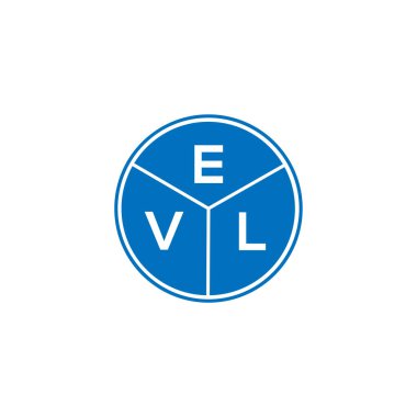 Beyaz arka planda EVL harf logosu tasarımı. EVL yaratıcı daire harfi logosu. EVL harf tasarımı.