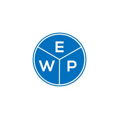 Beyaz arkaplanda EWP harf logosu tasarımı. EWP yaratıcı daire harfi logosu konsepti. EWP harf tasarımı.