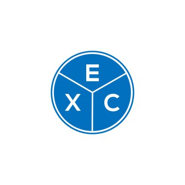 Beyaz arkaplanda EXC harf logosu tasarımı. EXC yaratıcı daire harfi logosu. EXC harf tasarımı.