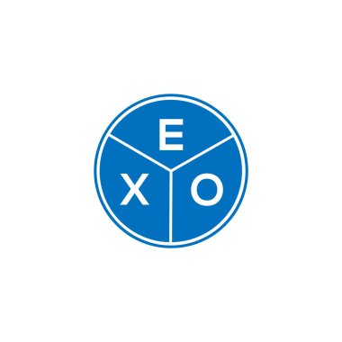 Beyaz arkaplanda EXO harf logosu tasarımı. Exo yaratıcı daire harfi logosu konsepti. EXO harf tasarımı.