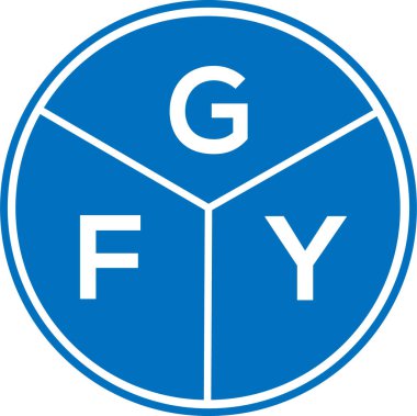 Beyaz arka planda GFY harf logosu tasarımı. GFY yaratıcı daire harf logosu konsepti. GFY harf tasarımı.