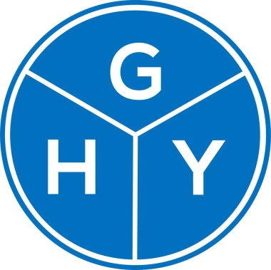 Beyaz arka planda GHY harf logosu tasarımı. Yaratıcı yuvarlak harf logosu kavramı. GHY harf tasarımı.