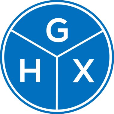 Beyaz arka planda GHX harfli logo tasarımı. GHX yaratıcı daire harfi logosu. GHX harf tasarımı.