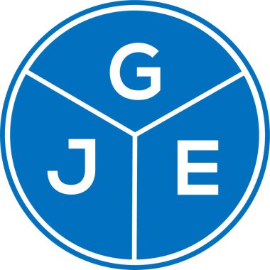 Beyaz arka planda GJE harf logosu tasarımı. GJE yaratıcı daire harfi logosu konsepti. GJE harf tasarımı.