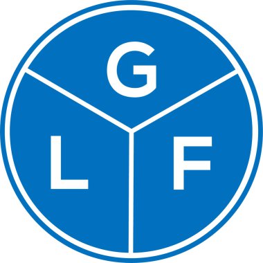 Beyaz arka planda GLF harf logosu tasarımı. GLF yaratıcı daire harfi logosu konsepti. GLF harf tasarımı.