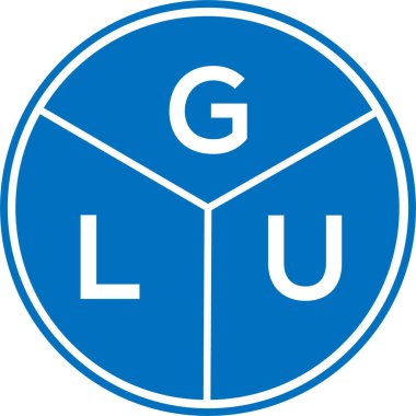 Beyaz arka planda GLU harf logosu tasarımı. GLU yaratıcı daire harfi logosu konsepti. GLU harf tasarımı.