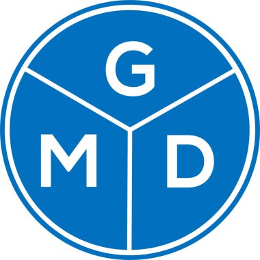 Beyaz arka planda GMD harf logosu tasarımı. GMD yaratıcı daire harfi logosu konsepti. GMD harf tasarımı.