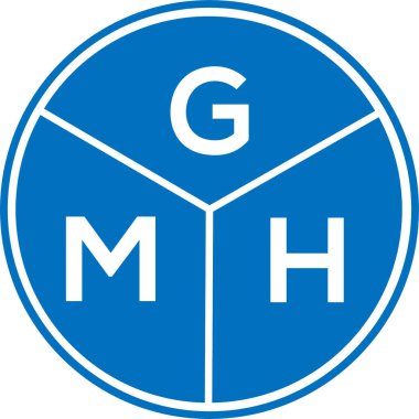 Beyaz arka planda GMH harf logosu tasarımı. GMH yaratıcı daire harfi logosu konsepti. GMH harf tasarımı.