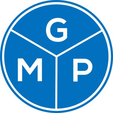 Beyaz arka planda GMP harfi logo tasarımı. GMP yaratıcı daire harfi logosu. GMP harf tasarımı.