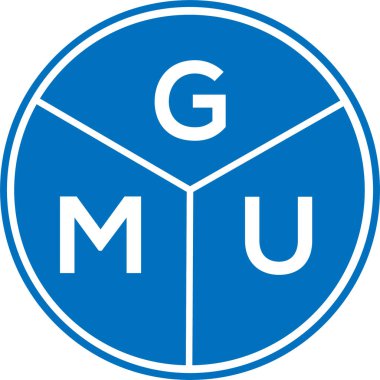 Beyaz arka planda GMU harf logosu tasarımı. GMU yaratıcı daire harfi logosu konsepti. GMU harf tasarımı.