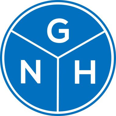 Beyaz arka planda GNH harf logosu tasarımı. GNH yaratıcı daire harfi logosu konsepti. GNH harf tasarımı.