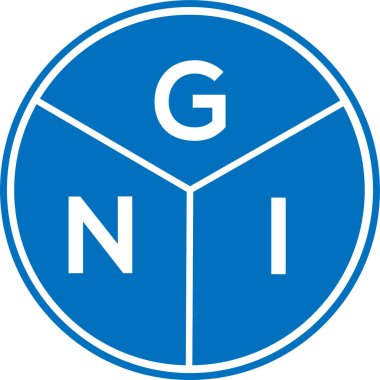 Beyaz arka planda GNI harf logosu tasarımı. GNI yaratıcı daire harfi logosu konsepti. GNI harf tasarımı.