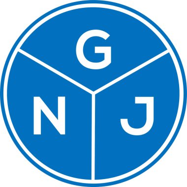 Beyaz arka planda GNJ harf logosu tasarımı. GNJ yaratıcı daire harfi logosu konsepti. GNJ harf tasarımı.