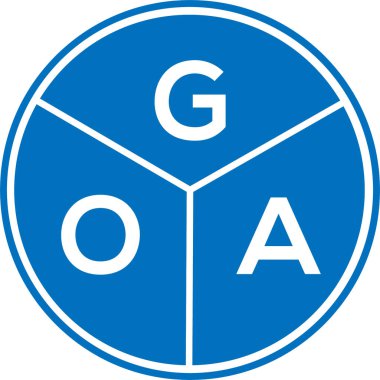 Beyaz arka planda GOA harf logosu tasarımı. Yaratıcı yuvarlak harf logosu kavramı. GOA harf tasarımı.