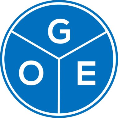Beyaz arka planda GOE harfi logo tasarımı. Yaratıcı daire harfi logosu konsepti. GOE harf tasarımı.