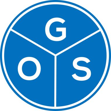 Beyaz arka planda GOS harf logosu tasarımı. GOS yaratıcı daire harfi logosu konsepti. GOs harf tasarımı.
