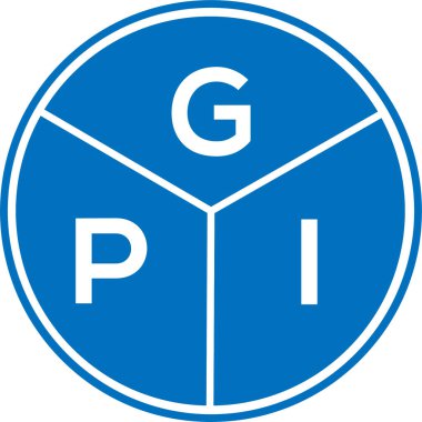 Beyaz arka planda GPI harfi logo tasarımı. GPI yaratıcı daire harfi logosu konsepti. GPI harf tasarımı.