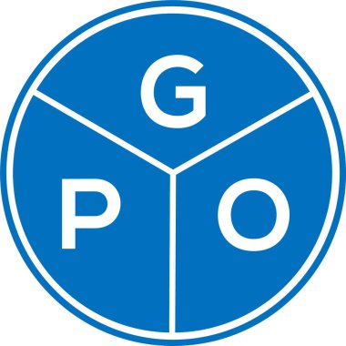 Beyaz arka planda GPO harfi logo tasarımı. GPO yaratıcı daire harfi logosu konsepti. GPO harf tasarımı.