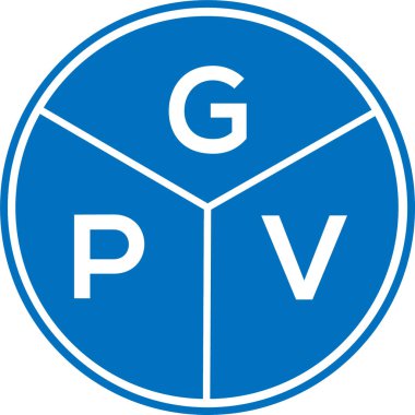 Beyaz arkaplanda GPV harf logosu tasarımı. GPV yaratıcı daire harfi logosu konsepti. GPV harf tasarımı.