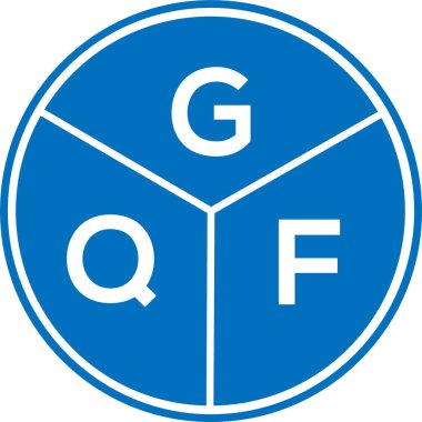 Beyaz arka planda GQF harfi logo tasarımı. GQF yaratıcı daire harfi logosu konsepti. GQf harf tasarımı.