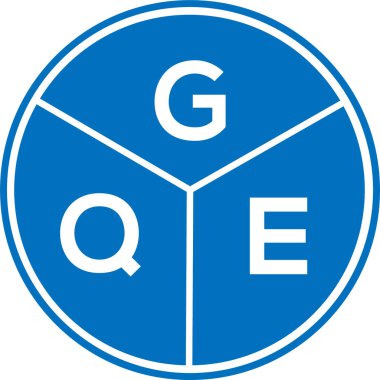 Beyaz arka planda GQE harf logosu tasarımı. GQE yaratıcı daire harfi logosu konsepti. GQE harf tasarımı.