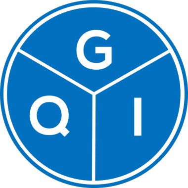 Beyaz arka planda GQI harf logosu tasarımı. GQI yaratıcı daire harfi logosu konsepti. GQI harf tasarımı.