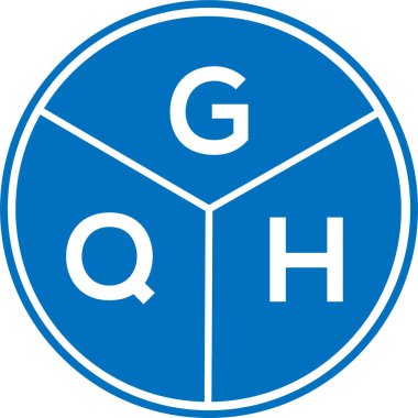 Beyaz arkaplanda GQH harf logosu tasarımı. GQH yaratıcı daire harfi logosu konsepti. GQH harf tasarımı.