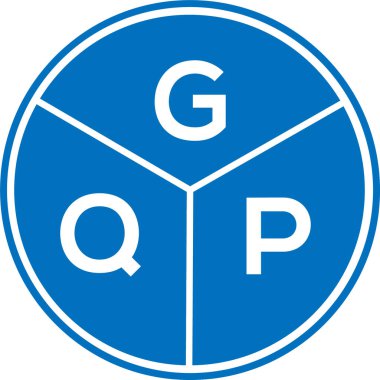Beyaz arka planda GQP harf logosu tasarımı. GQP yaratıcı daire harfi logosu konsepti. GQP harf tasarımı.