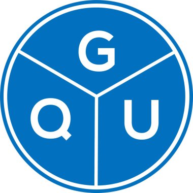 Beyaz arka planda GQU harf logosu tasarımı. GQU yaratıcı daire harfi logosu konsepti. GQU harf tasarımı.