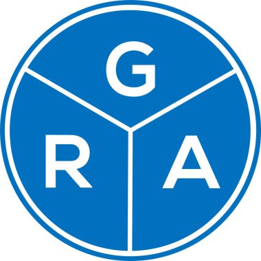 Beyaz arka planda GRA harf logosu tasarımı. GRA yaratıcı daire harfi logosu. GRA harf tasarımı.