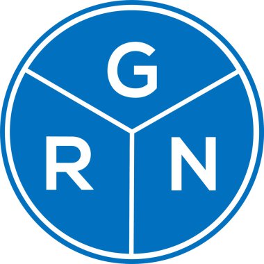 Beyaz arkaplanda GRN harf logosu tasarımı. GRN yaratıcı daire harfi logosu. GRN harf tasarımı.
